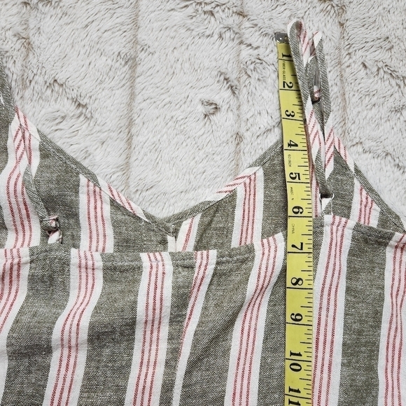 Size L Mini dress Spaghetti straps Linen blend Green white FOREVER 21 #79 - Picture 11 of 15